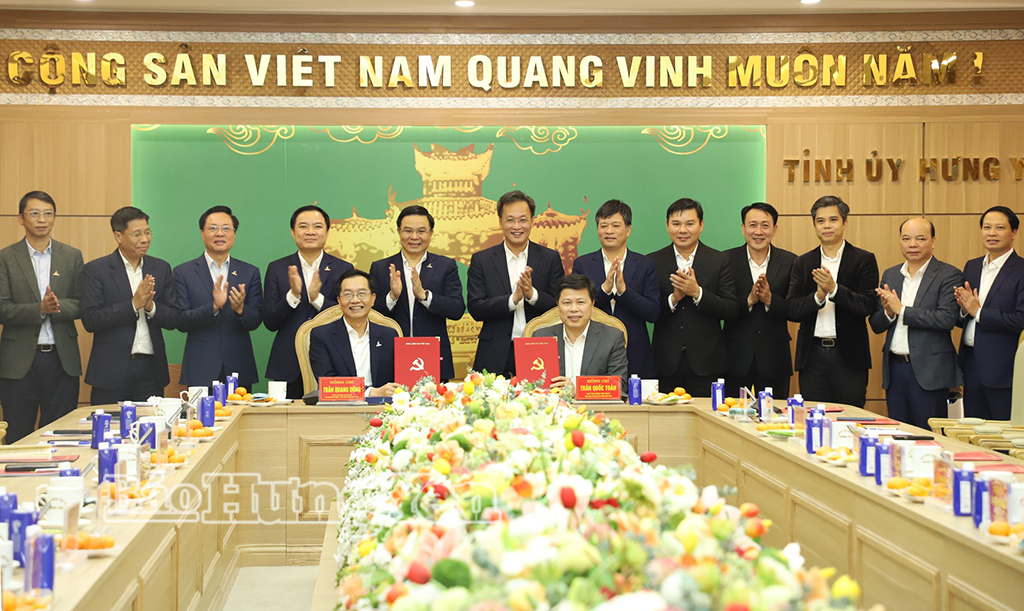 Tỉnh ủy Hưng Yên và Đảng ủy Tập đoàn Công nghiệp - Năng lượng quốc gia Việt Nam ký kết thỏa thuận hợp tác phát triển