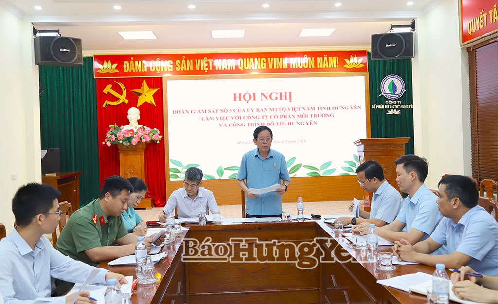 Giám sát việc thực hiện các quy định của pháp luật về bảo vệ môi trường tại Công ty cổ phần Môi trường và Công trình đô thị Hưng Yên