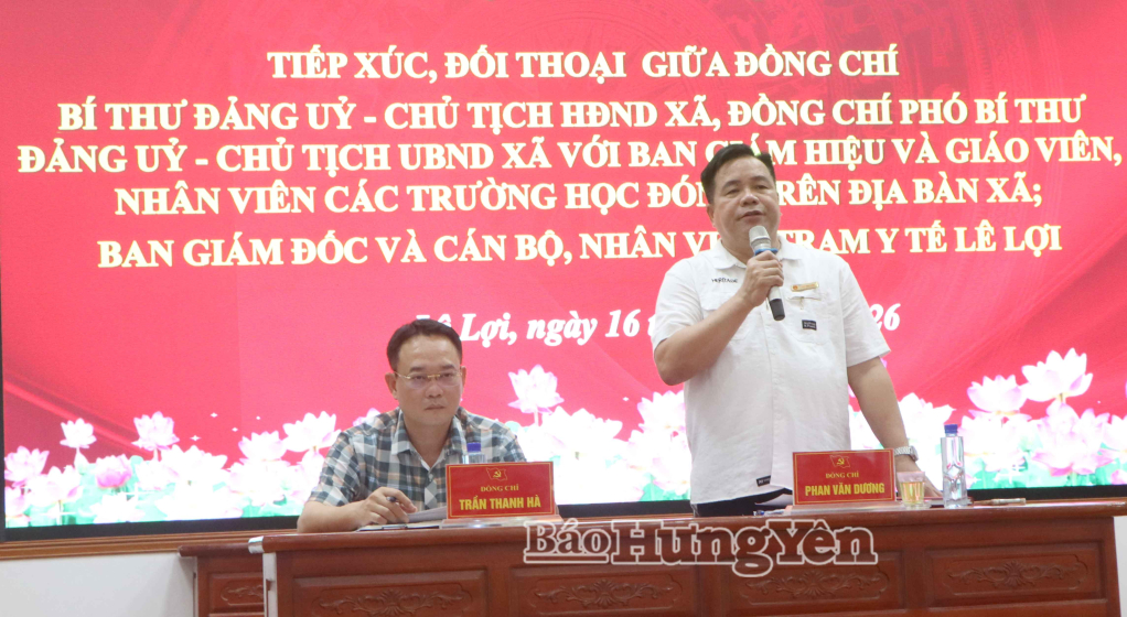 Lãnh đạo xã Lê Lợi đối thoại với hơn 300 cán bộ, giáo viên và nhân viên y tế
