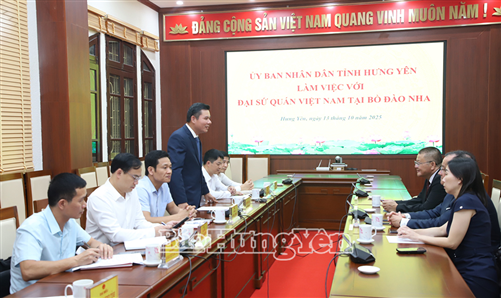 Đồng chí Phó Chủ tịch UBND tỉnh Nguyễn Lê Huy làm việc với Đoàn công tác của Đại sứ quán Việt Nam tại Bồ Đào Nha