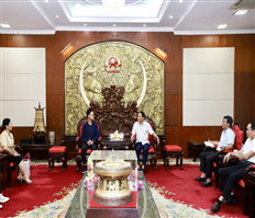 Chairman of the Provincial People's Committee Tran Quoc Van worked with the delegation of Hong Kong Regina Miracle International Group (China)